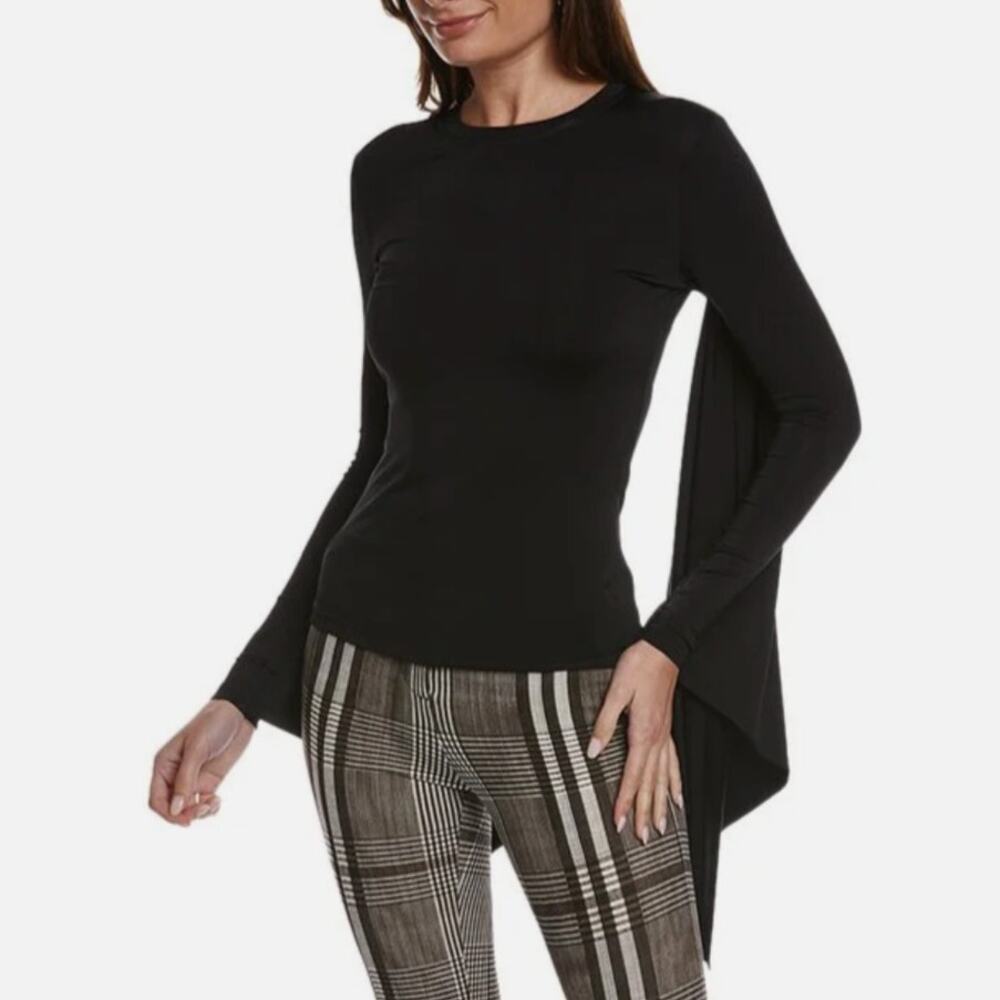 Burberry NWT Ladies Black Slim Fit Crewneck Flared Long Sleeved Contemporary Top